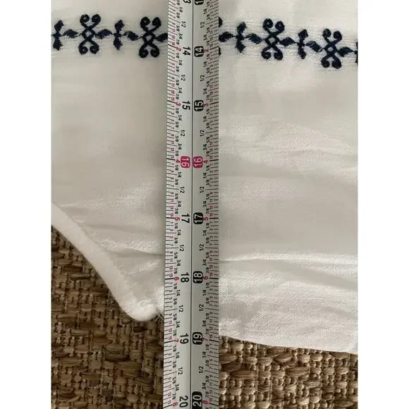 St. John's Bay White Gauze Sleeveless Dress with Blue Embroidery SZ M - Picture 5 of 7